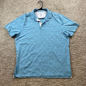 Johnnie O Polo Performance‎ Shirt Men's XL Blue Mermaid Short Sleeve Golf Casual